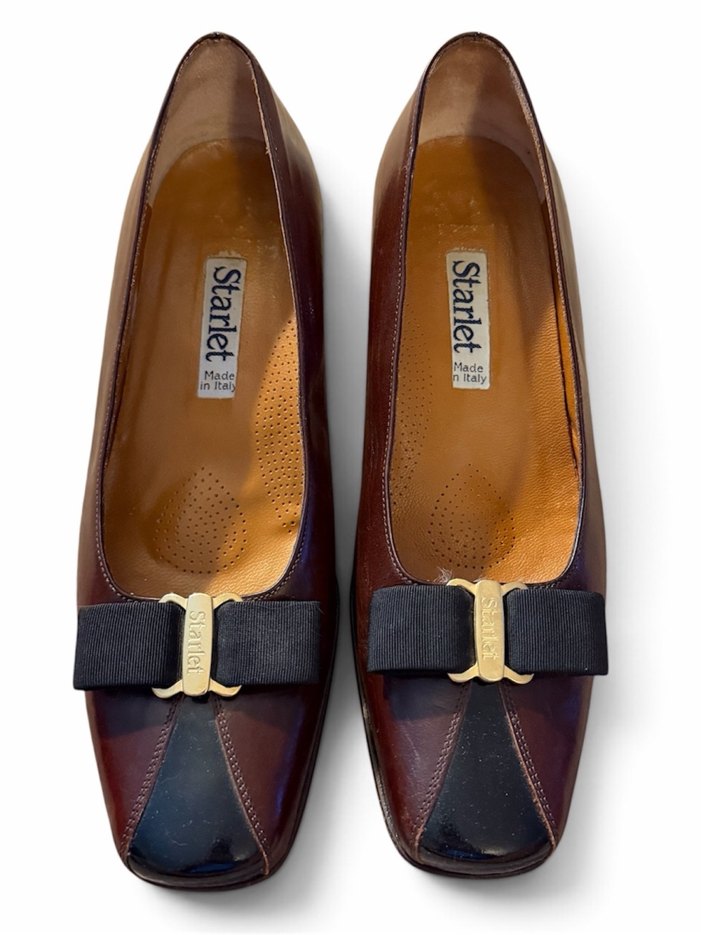 Women's Startlet Italian Brown Patent Leather Bow pumps